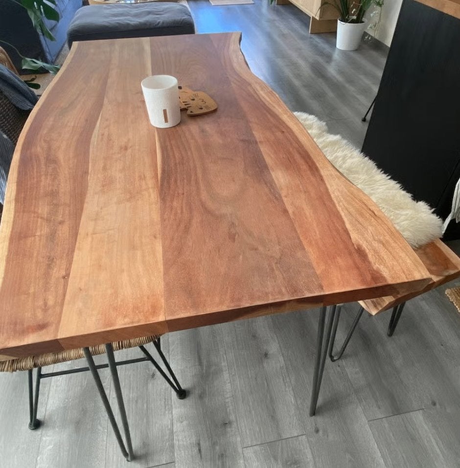 tafel & bank in acacia hout, Huis en Inrichting, Tafels | Eettafels, Ophalen, Zo goed als nieuw, Overige houtsoorten