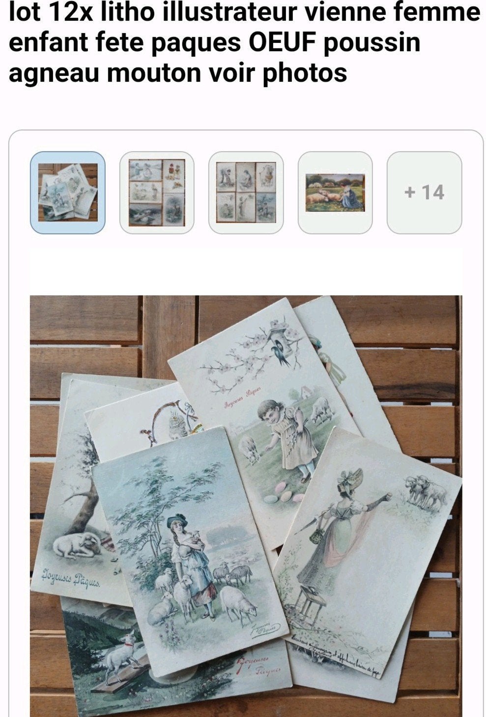 Word 12x litho-illustrator kind vrouw vrouw lam schaap Pasen, Verzenden