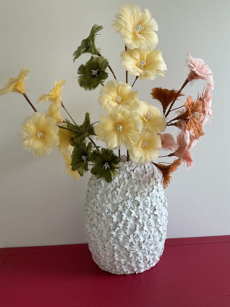 Decoratieve Vaas, Ophalen, Zo goed als nieuw, Wit, Minder dan 50 cm