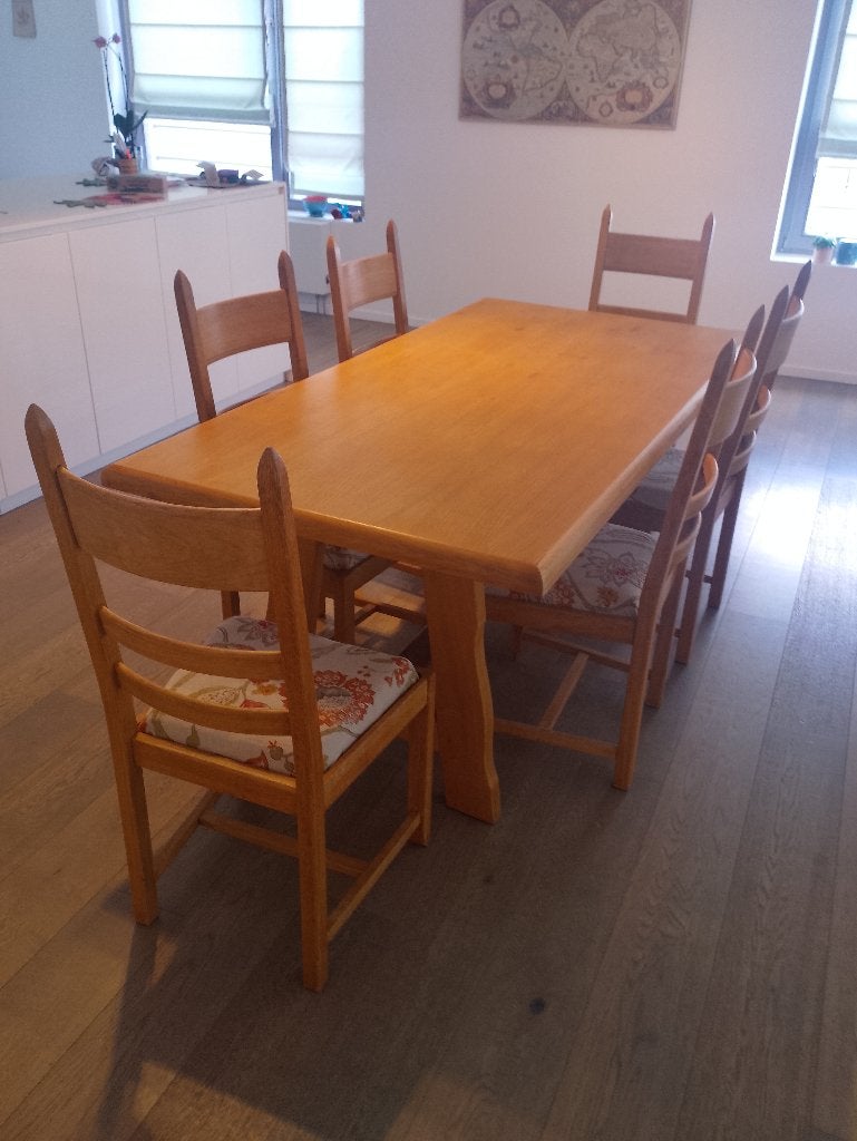 Table à manger 6 places avec 6 chaises, 150 à 200 cm, Cinq personnes ou plus, Enlèvement, Utilisé