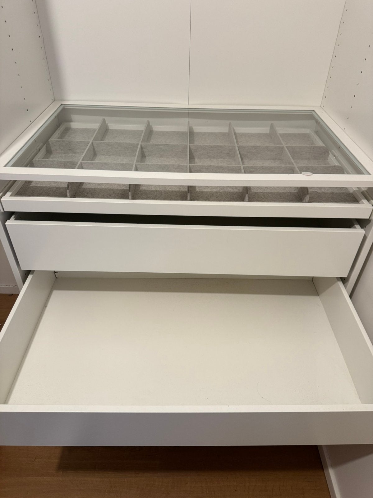 IKEA PAX dressingkast met 4 laden & glazen accessoirelade, Ophalen, Zo goed als nieuw, 75 cm of meer, 200 cm of meer