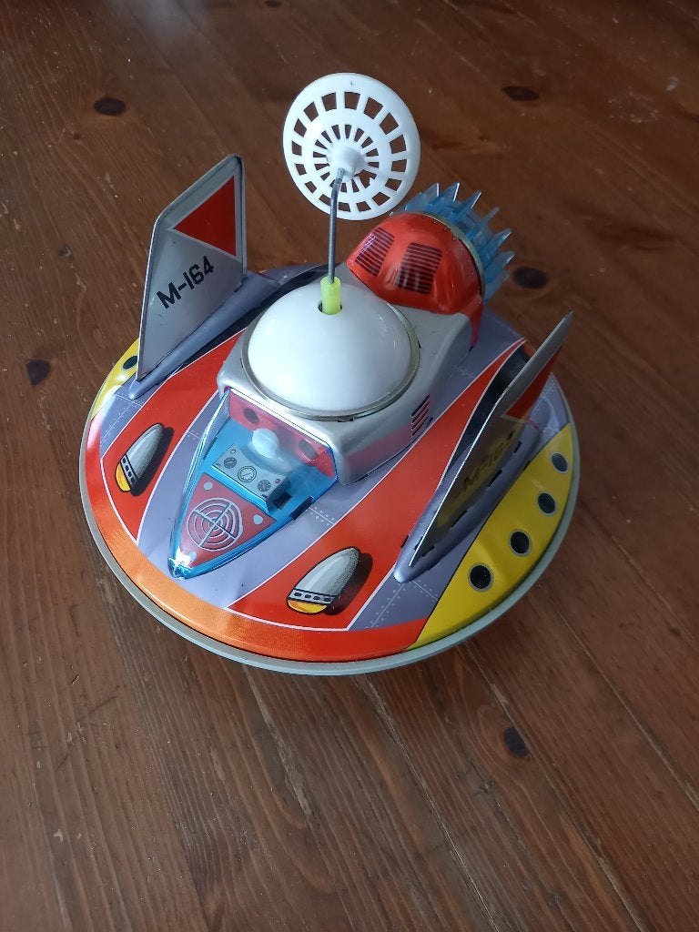 Vintage blikken vliegende schotel, Antiek en Kunst, Ophalen