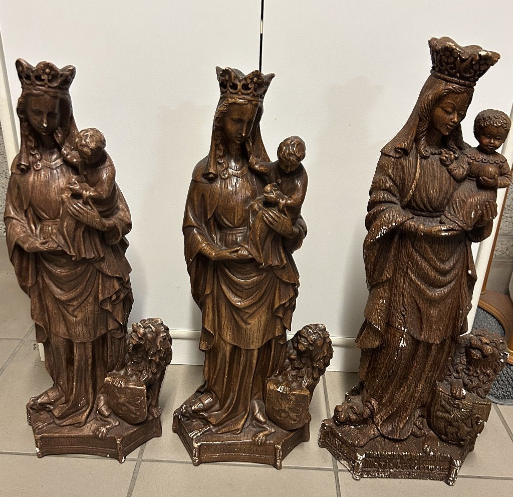 3  statues de la  Vierge Marie - Plâtre - 57,57 et 61 cm, Antiquités & Art, Enlèvement