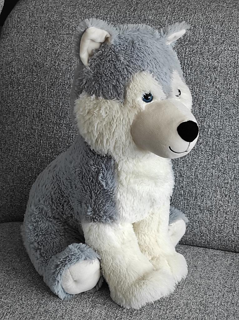 knuffel hond gr/w, Kinderen en Baby's, Speelgoed | Knuffels en Pluche, Ophalen of Verzenden, Zo goed als nieuw, Grijs, Hond