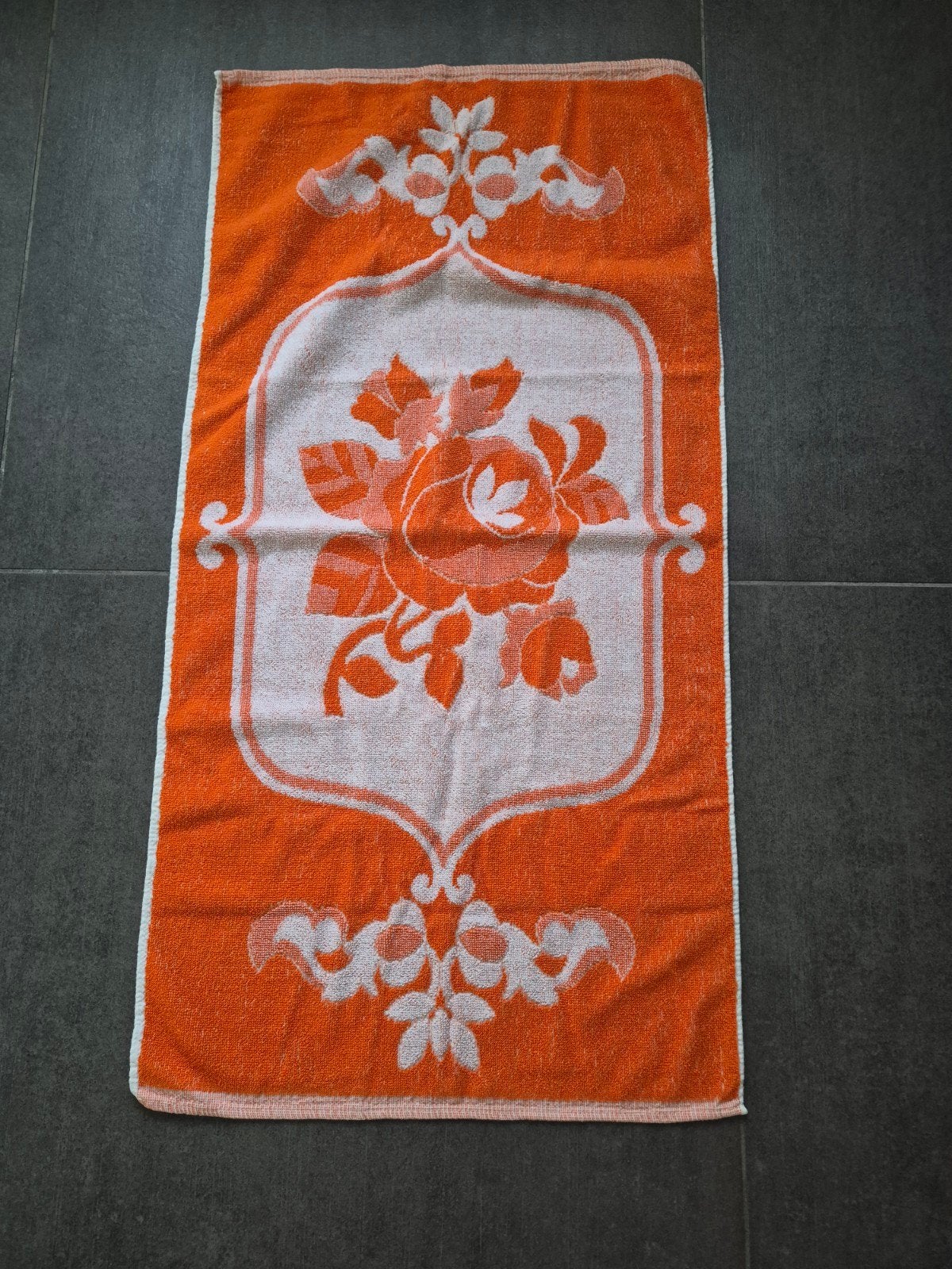 Vintage Terry Fox handdoek 70s oranje (45x90), Ophalen of Verzenden, Oranje, Overige merken, Handdoek