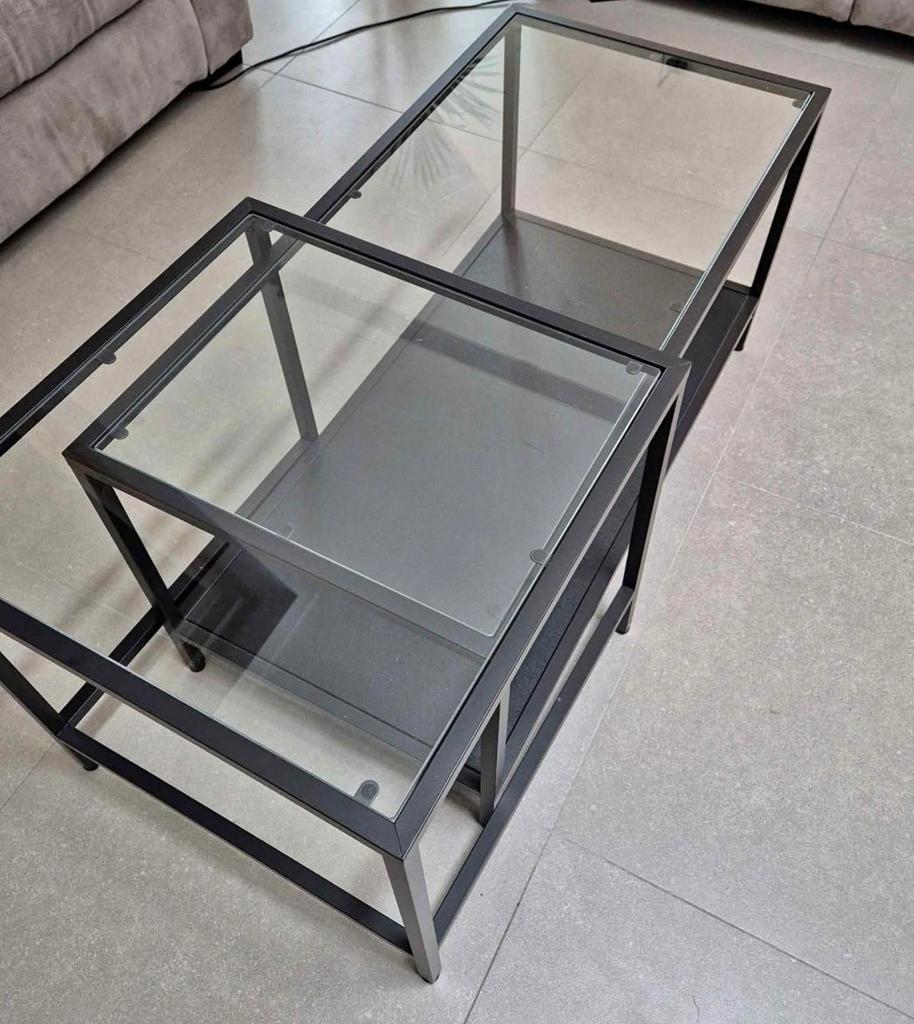 Vittsjo-bijzettafel-set-van-2-zwartbruin-glas, Enlèvement
