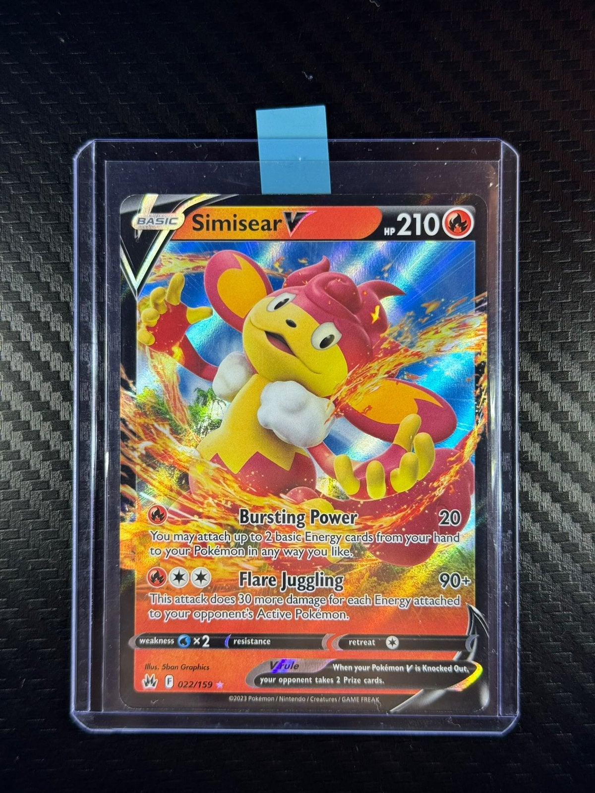 Simisear V | Rare Holo V | Holo | 2023 | #022/159, Envoi, Comme neuf