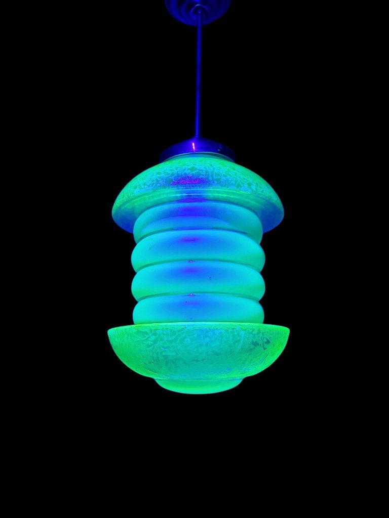 Uranium of annagroen glazen hanglamp, , Art deco, Antiek en Kunst, Ophalen
