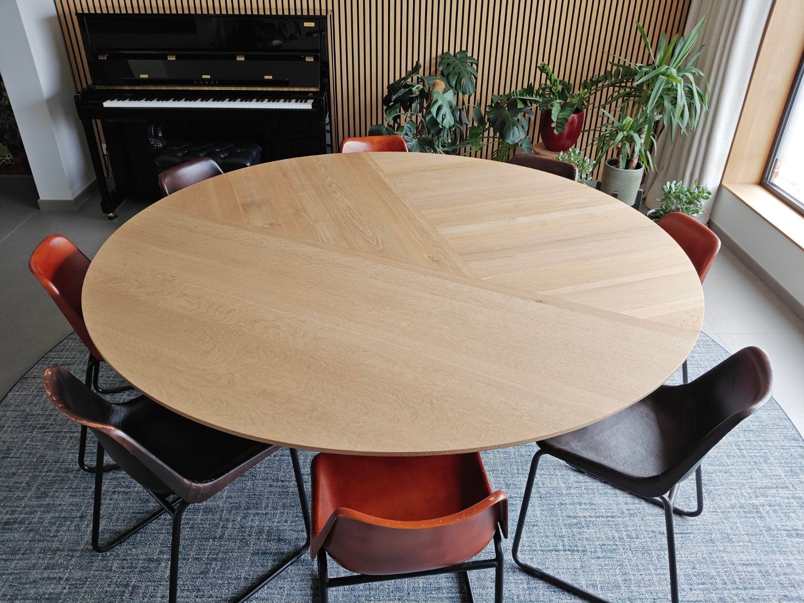 Ronde eiken eettafel 2 meter !, Huis en Inrichting, Ophalen