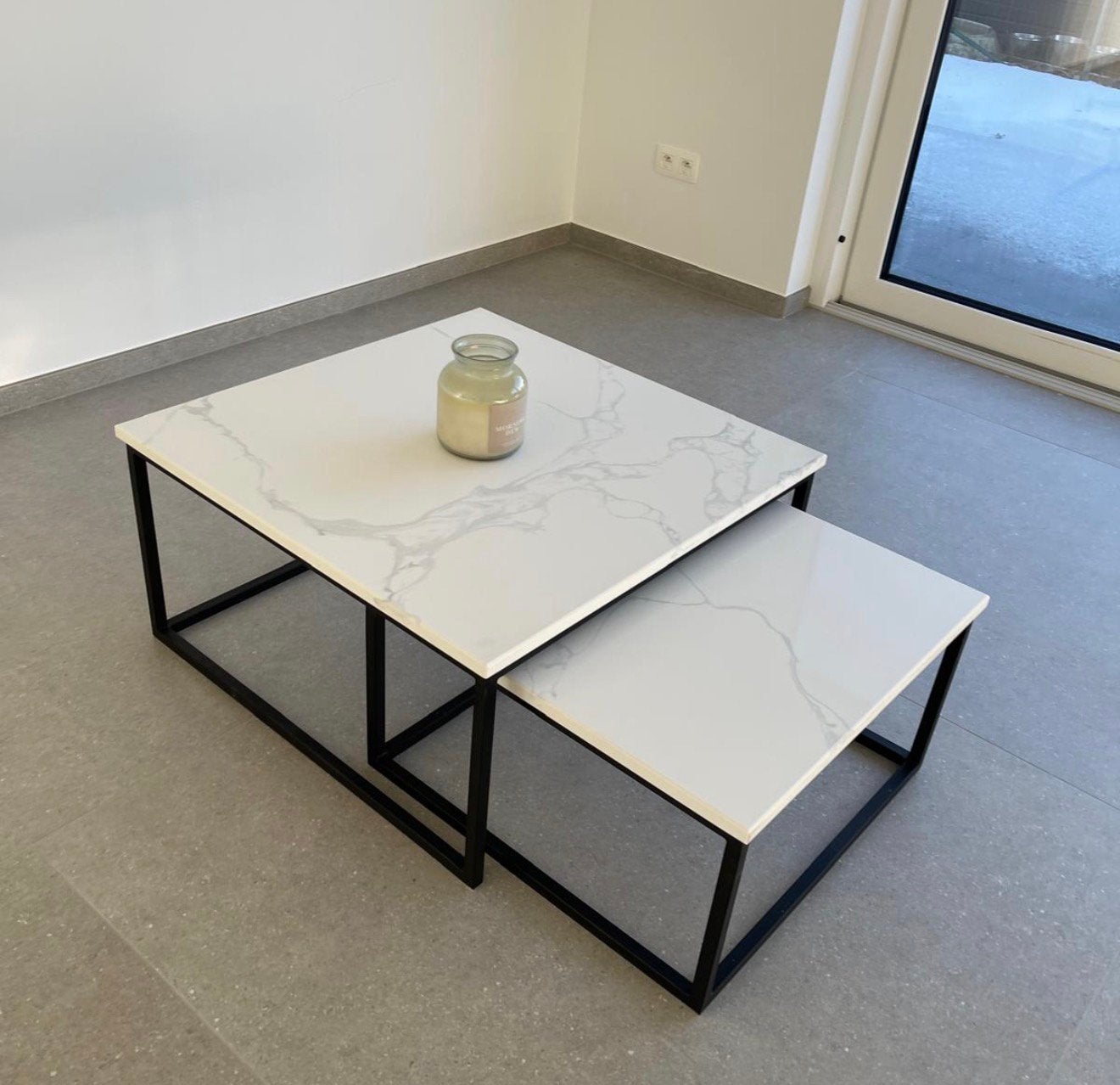 Te koop: Luxe set marmeren salontafels (8080 & 6565), Ophalen of Verzenden, Zo goed als nieuw