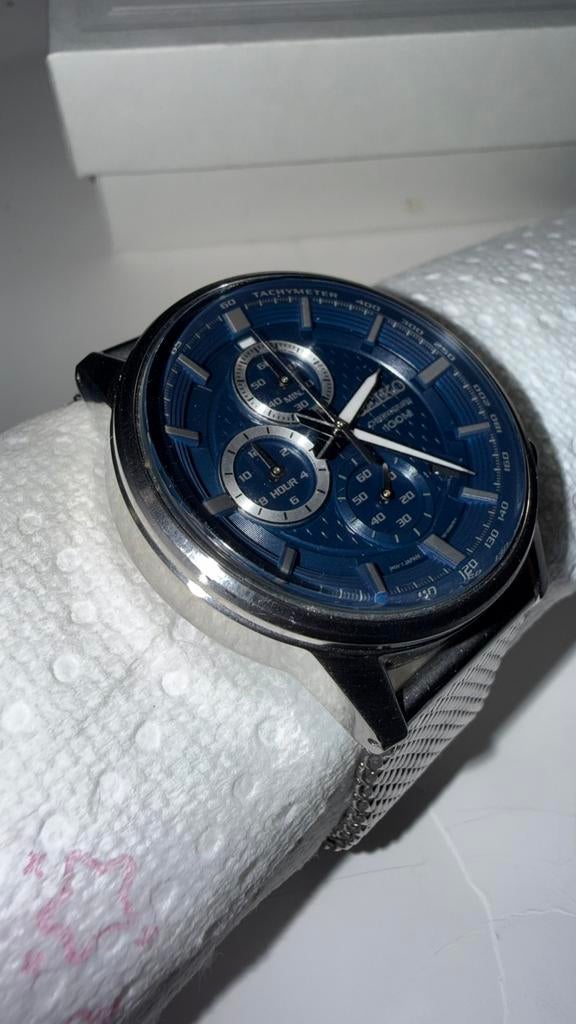 Montre Seiko Authentique Bracelets métallique ou cuir bleu, Ophalen, Nieuw, Polshorloge, Staal
