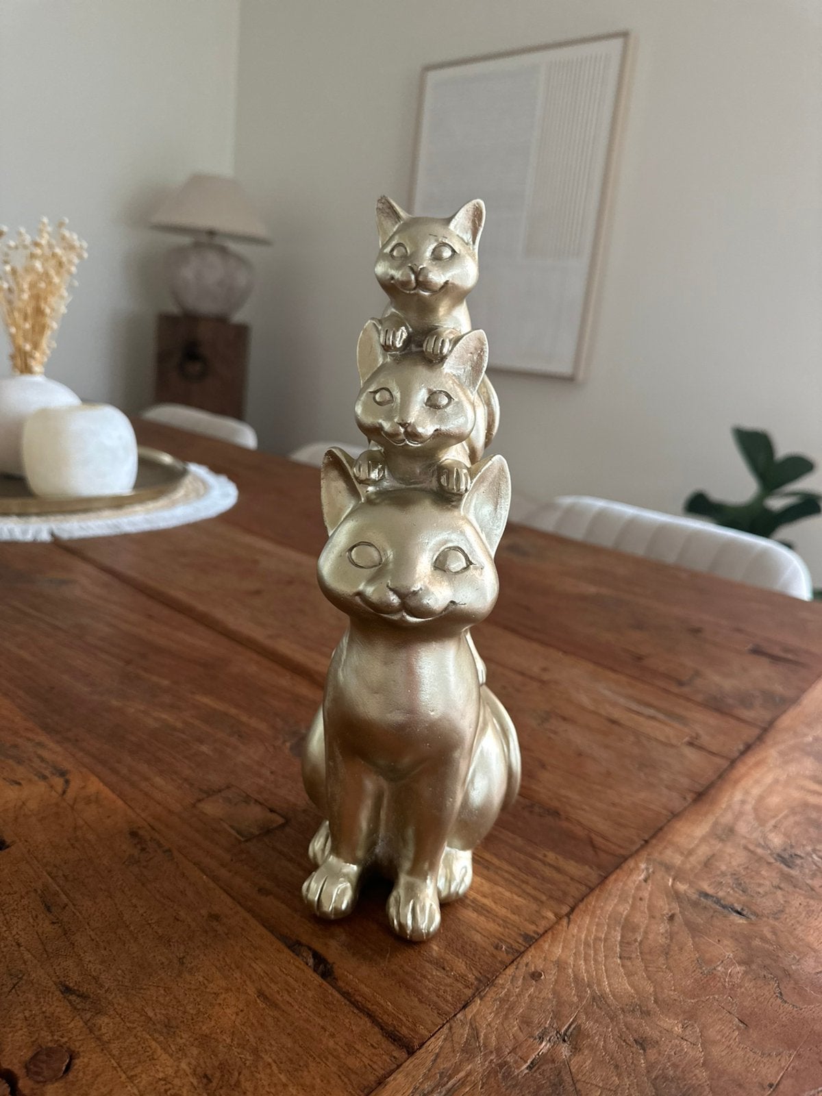 Statue dorée 3 chats, Enlèvement ou Envoi, Comme neuf