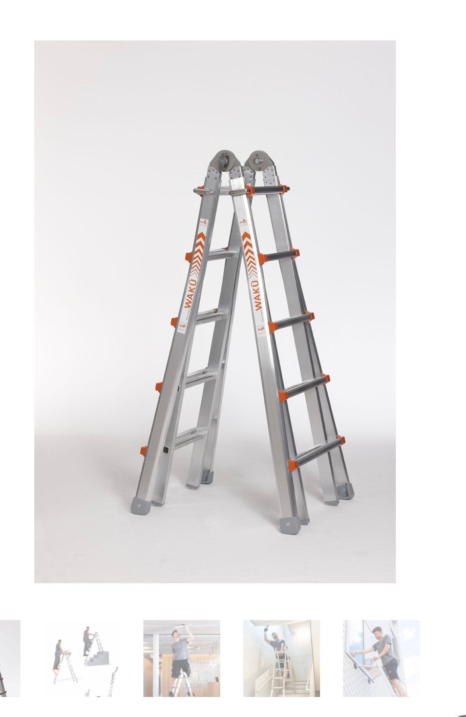 Waku Professionele telescopische vouwladder 4x5 treden Waku, Ophalen, Zo goed als nieuw, Ladder