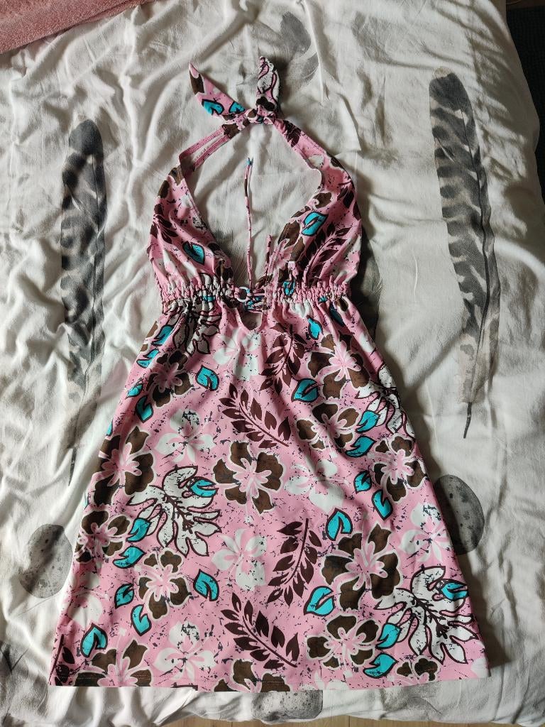 Strandjurkje 38/40 rozig bloemenmotief, Ophalen of Verzenden, Zo goed als nieuw, Overige kleuren, Overige typen