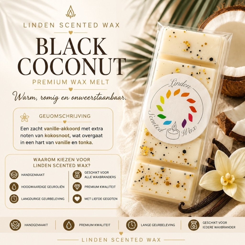 Waxmelts BLACK COCONUT waxmelt geur fruit snapbar, Ophalen of Verzenden, Nieuw, Was, Kaars