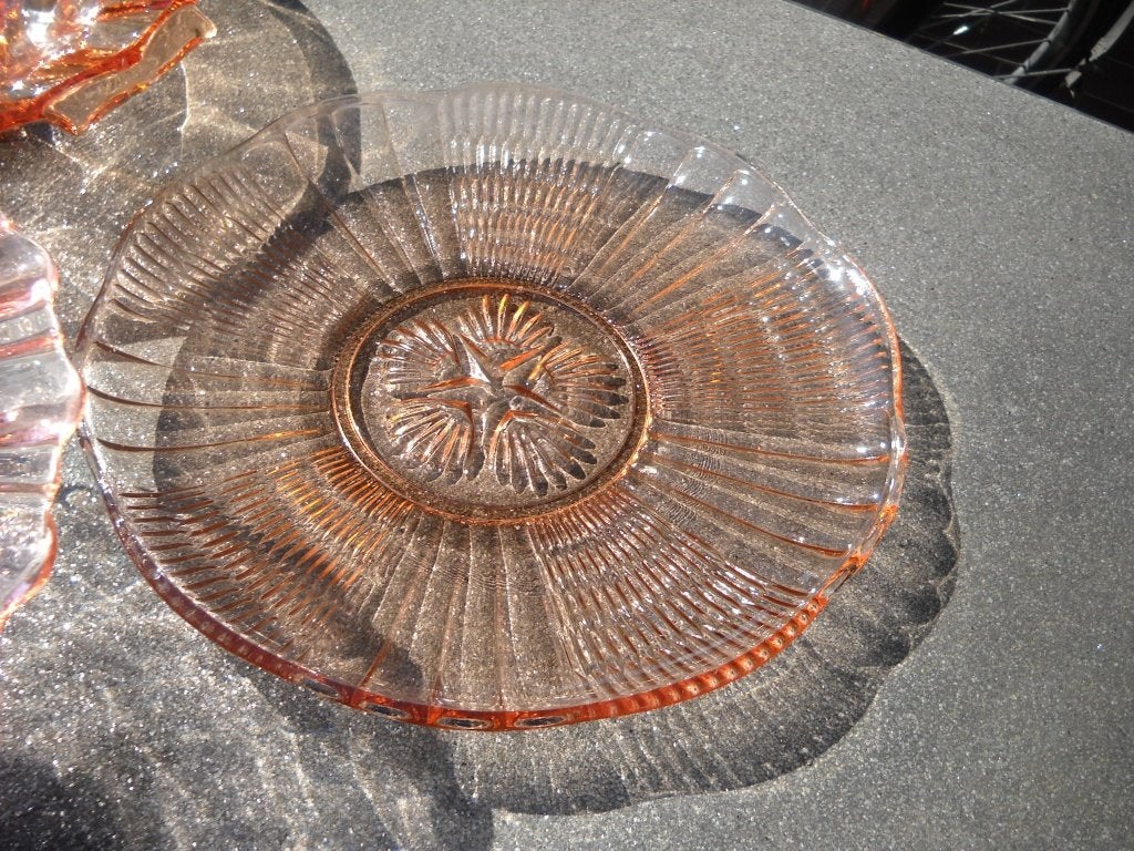 schaal in roze persglas -vintage, Antiek en Kunst, Antiek | Glaswerk en Kristal, Ophalen