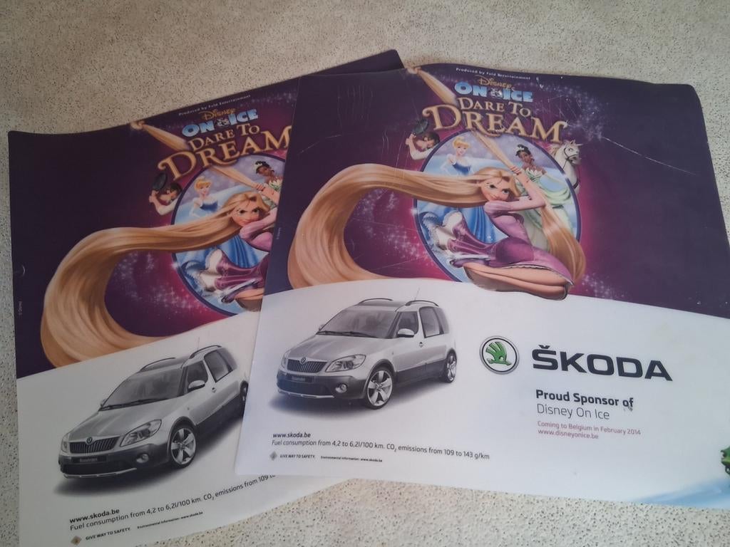 2 placemats Disney on ice Skoda, Ophalen of Verzenden