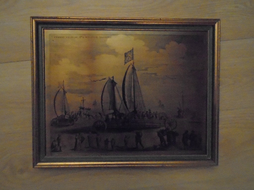 gravure : la voilière de Simon Stevin Blaeu, Ophalen, 31 cm, 39 cm, Gravure