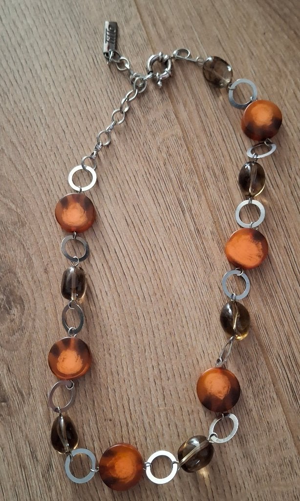 Collier fantaisie ton ambre et écaille – style contemporain, Enlèvement ou Envoi, Brun, Utilisé, Autres matériaux