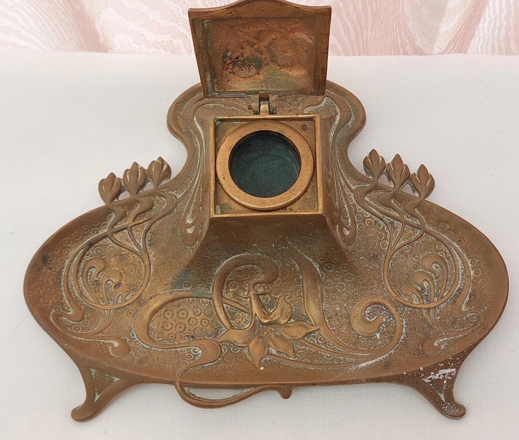 ENCRIER ART NOUVEAU ANCIEN, Antiquités & Art, Enlèvement, Bronze