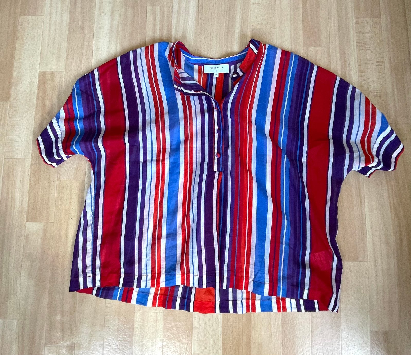 TERRE BLEUE blouse, Maat 38/40 (M), Zo goed als nieuw, Korte mouw, Meerkleurig