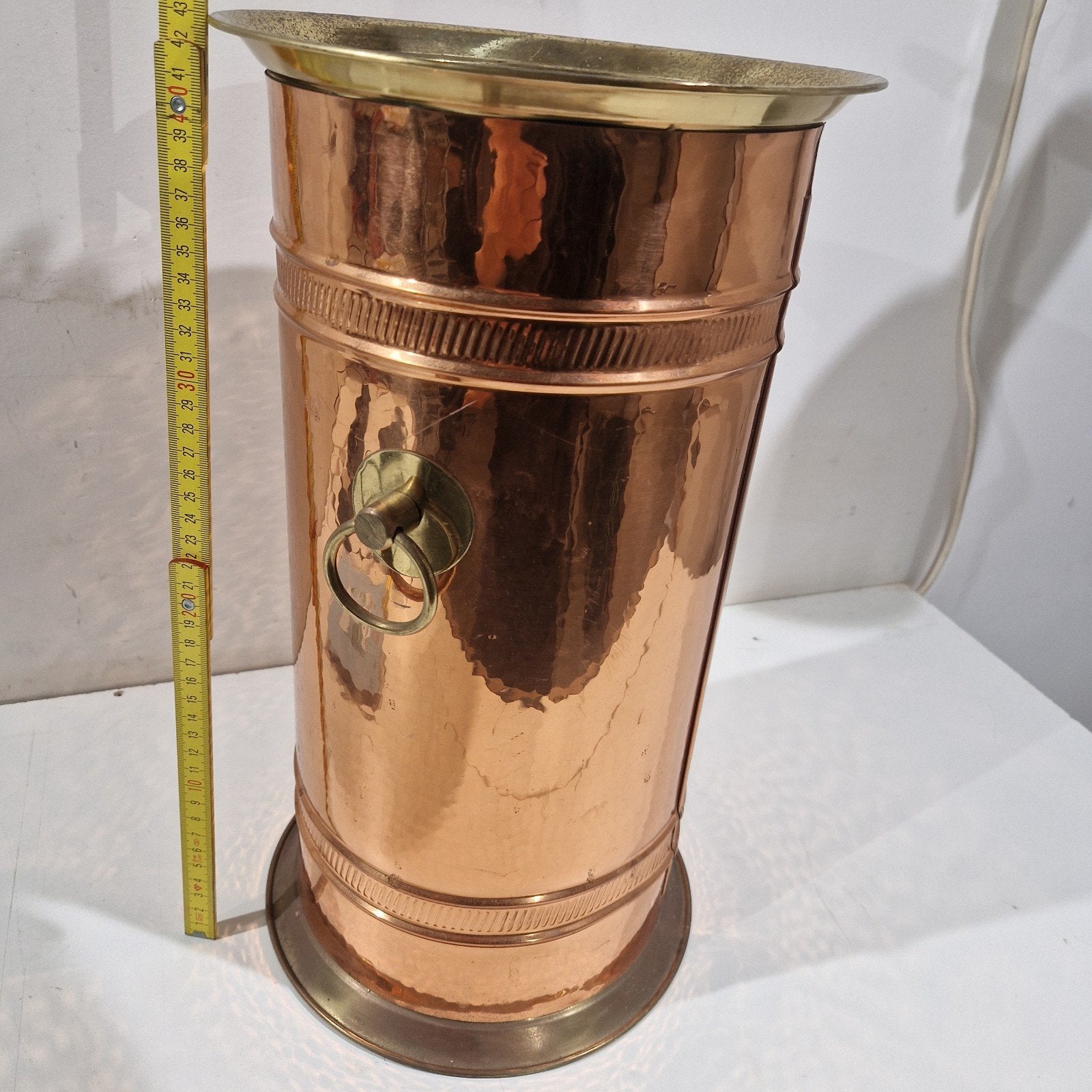 koperen paraplubak , 42 cm hoog messing, Ophalen of Verzenden