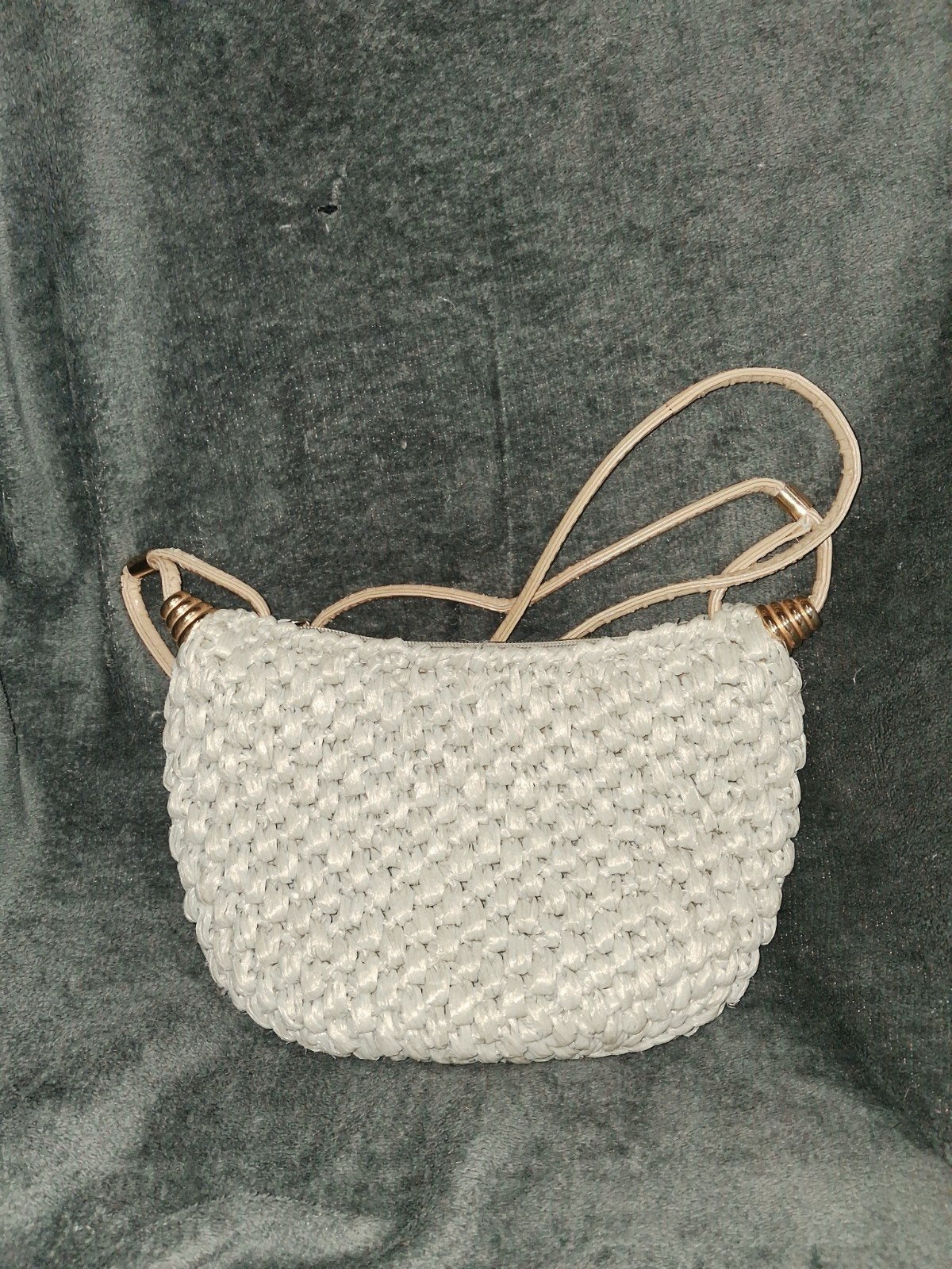 Vintage Poldo handtas gebroken wit/lichtgrijs Made in Italy, Enlèvement, Blanc, Sac à main