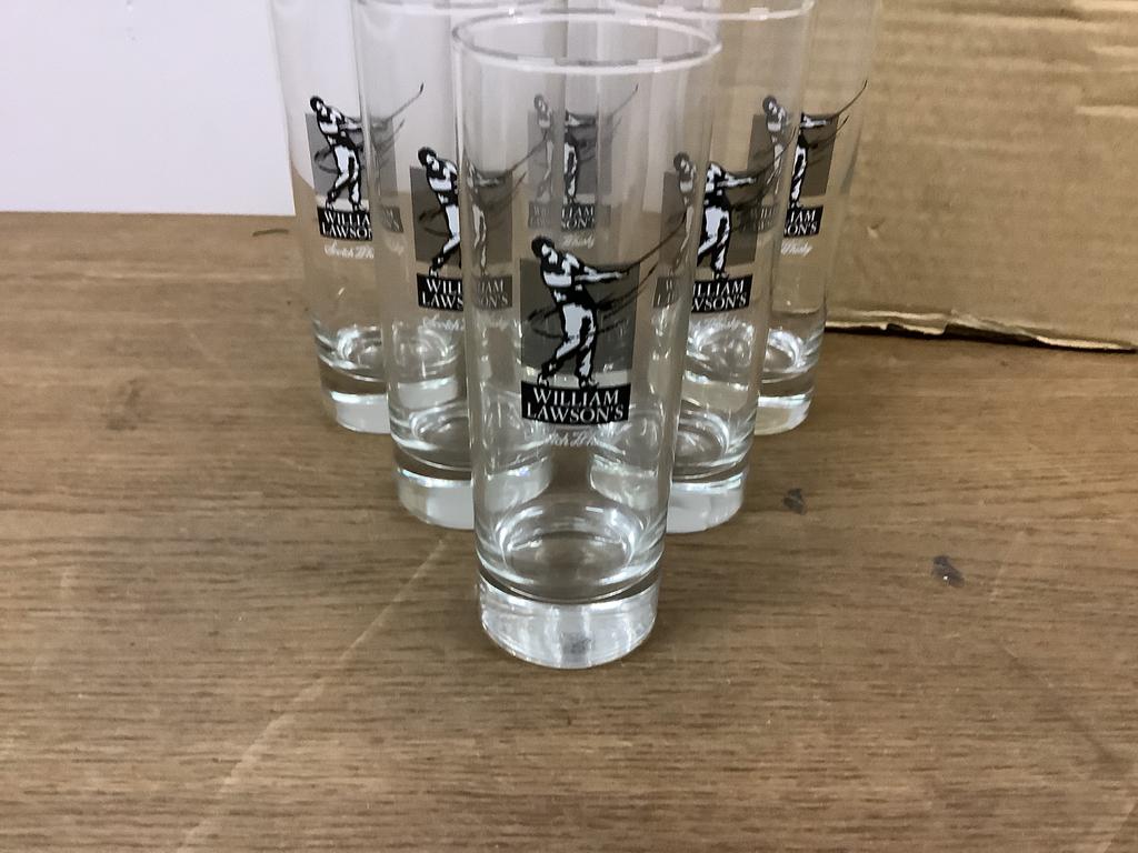 6 William Lawson’s Whisky glazen 16 cm, Verzamelen, Ophalen, Nieuw, Borrel- of Shotglas