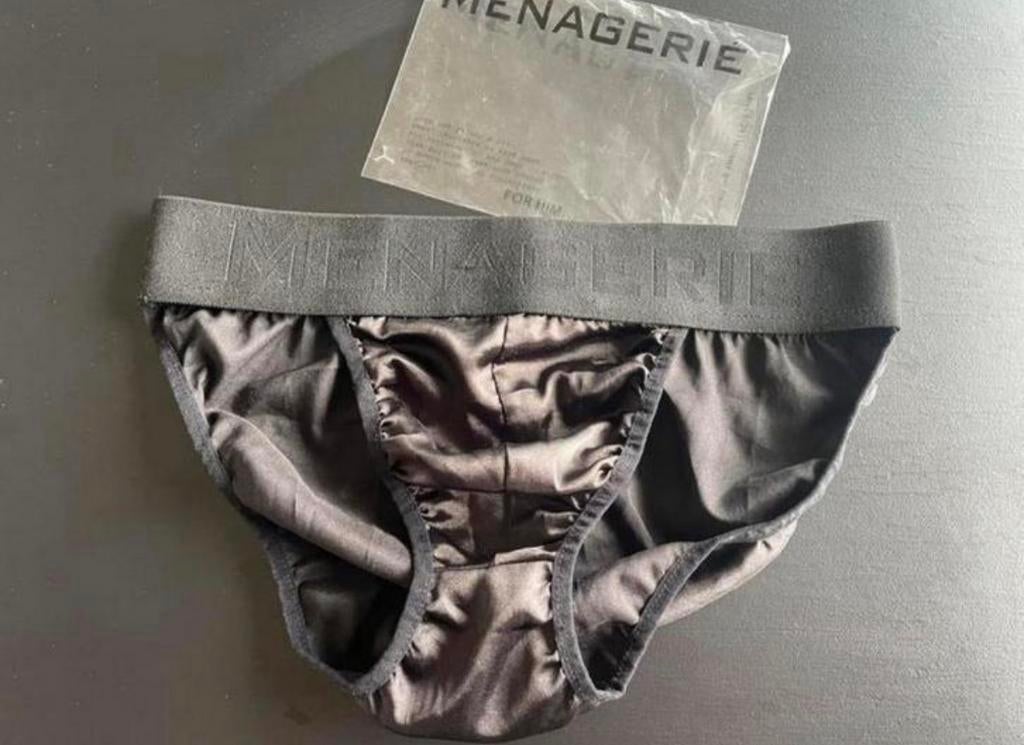 Tanga/slip de sport en satin pour hommes, Envoi, Noir, Slip