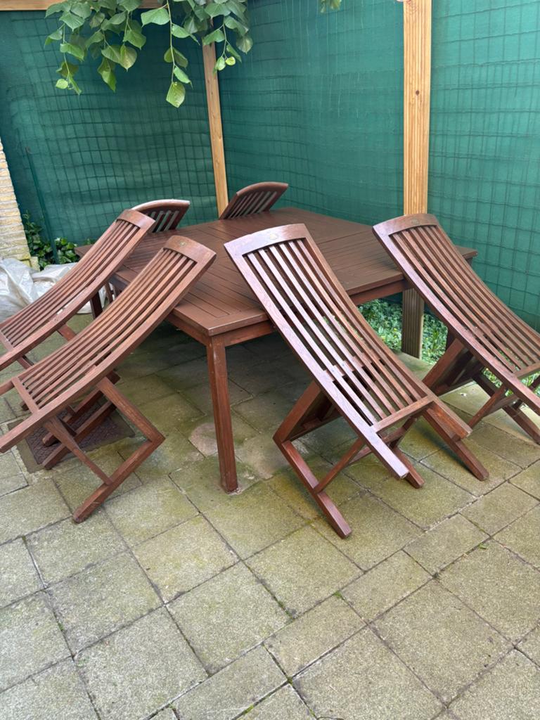 Table de jardin et terrasse avec 6 chaises, Enlèvement, Comme neuf