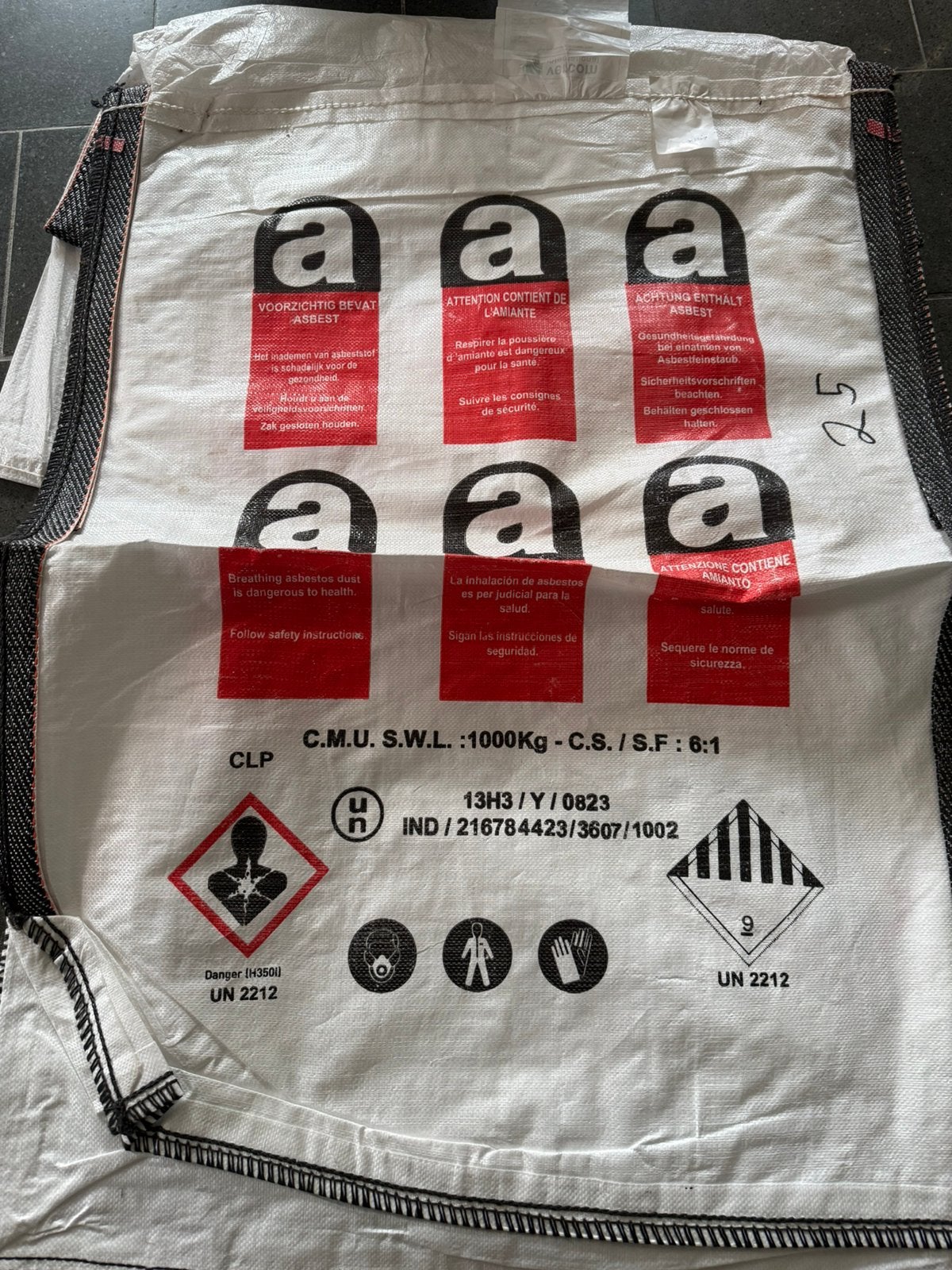 Asbestzak (x3) Big Bag, Doe-het-zelf en Bouw, Dakpannen en Dakbedekking, Ophalen, Overige materialen, Overige kleuren, Nieuw