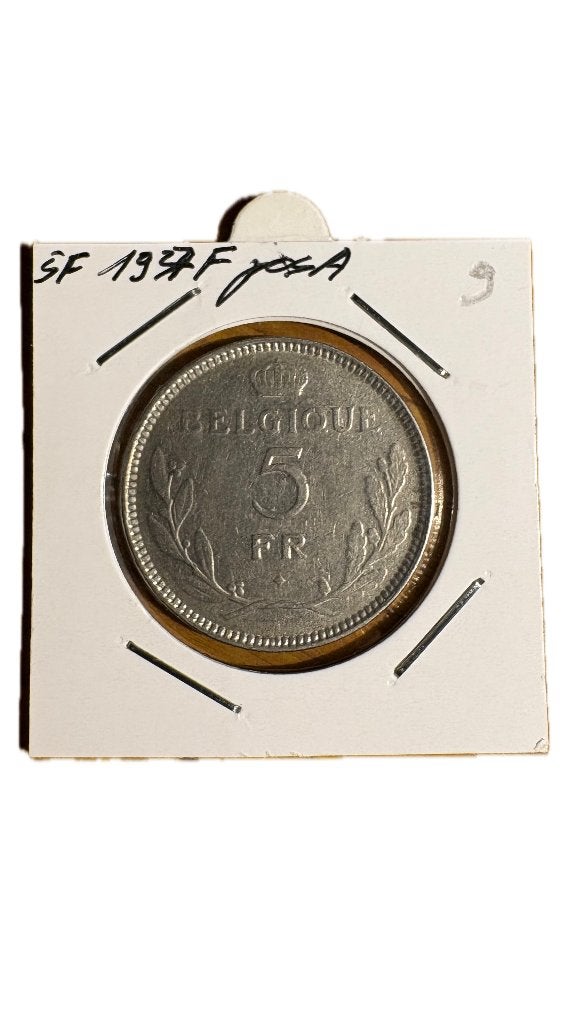 LEOPOLD III: 5 FRANCS 1937F positie A, Ophalen of Verzenden