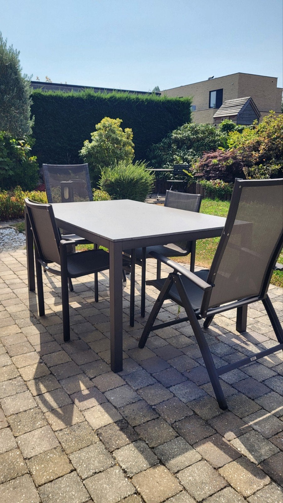 Set tuinmeubelen, Tuin en Terras, Ophalen, 4 zitplaatsen, Gebruikt, Aluminium