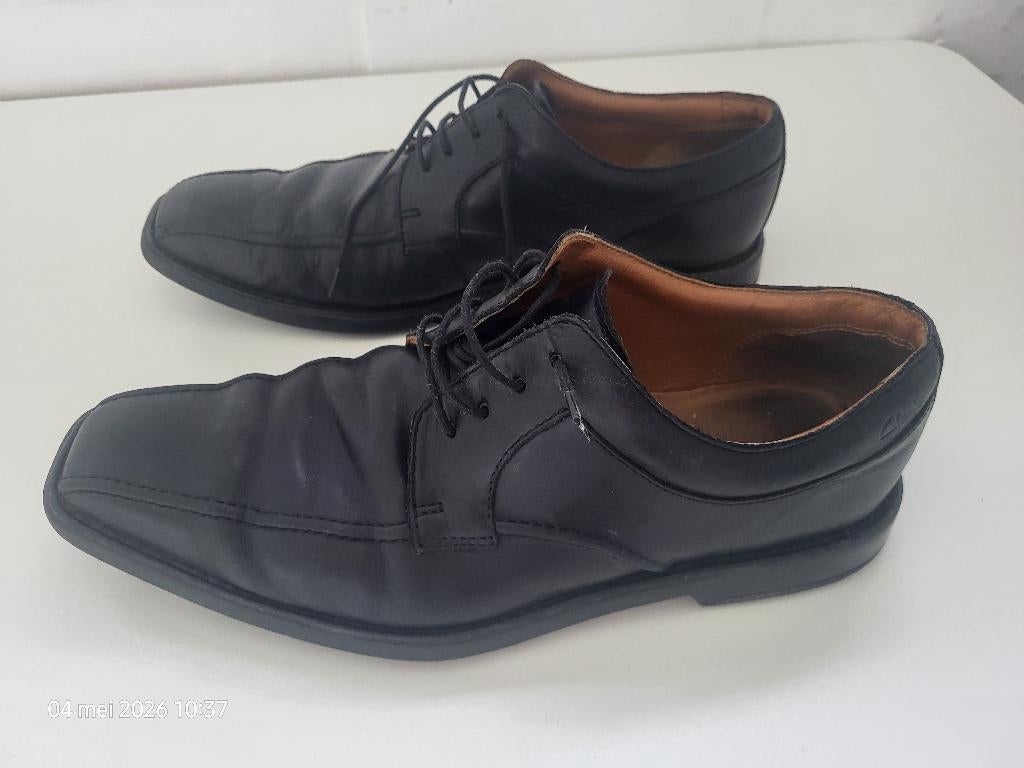 Zwarte Clarks herenschoenen – maat UK 8 (42), Clarcks, Zwart, Ophalen of Verzenden, Gedragen