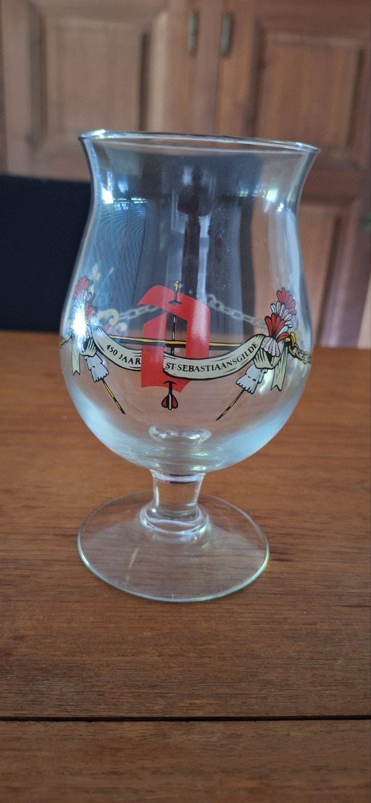duvel glas st. sebastiaansgilde 450 jaar, Ophalen of Verzenden, Zo goed als nieuw, Glas of Glazen, Duvel