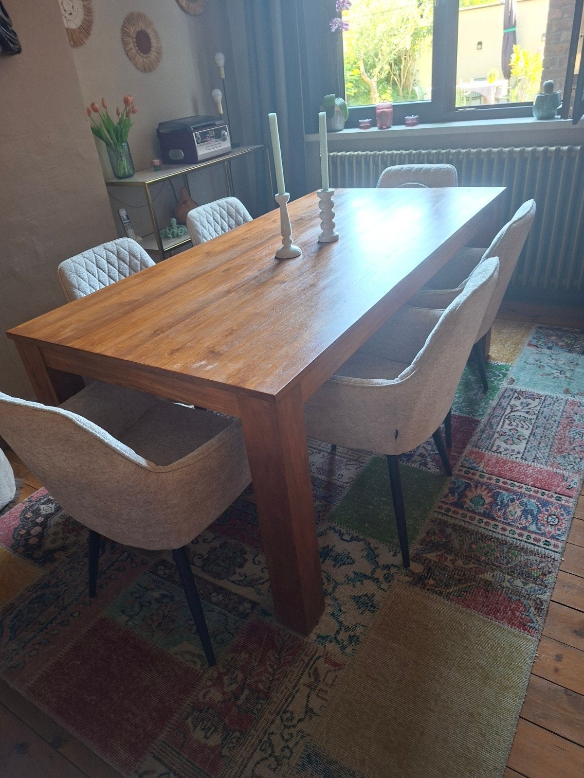 mooie eettafel uit teak, Ophalen, Gebruikt, Teakhout, 50 tot 100 cm