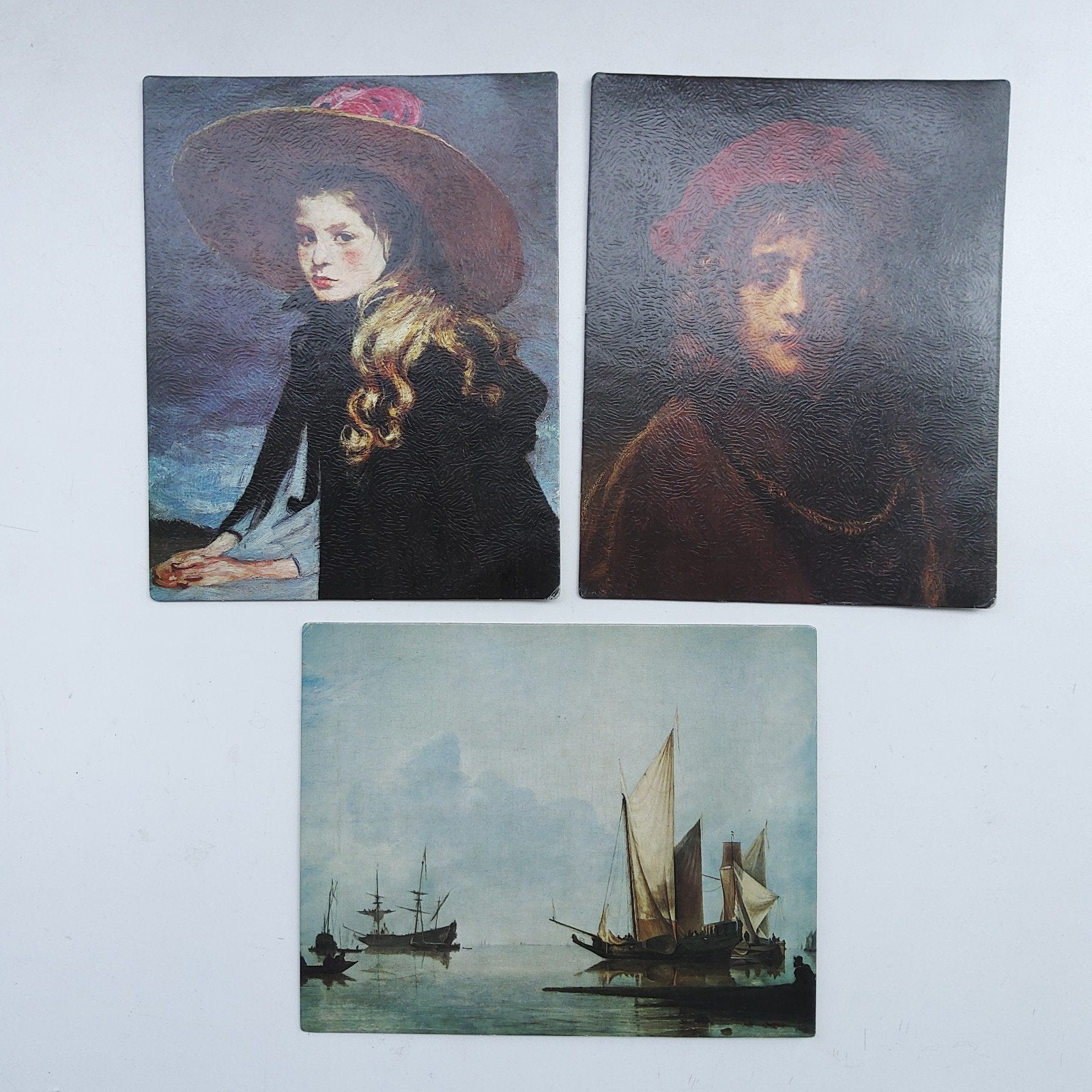 3 kunstreprodukties op stevig karton. 25 x 20 cm, Enlèvement ou Envoi