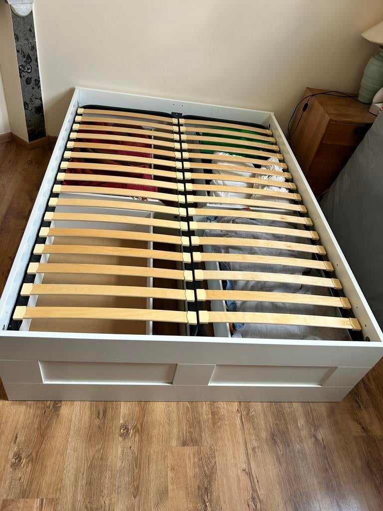 Lit IKEA BRIMNES avec 4 tiroirs intégrés, Maison & Meubles, Chambre à coucher | Lits, 140 cm, Enlèvement, Utilisé, 190 cm ou moins