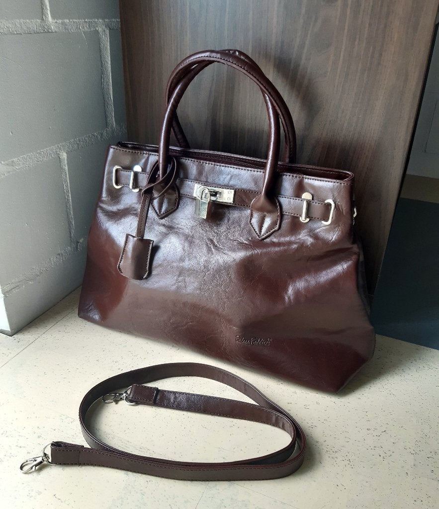 Ruime bruine handtas Bolsos Baldine met schouderriem, Handtassen en Accessoires, Tassen | Damestassen, Ophalen of Verzenden, Gebruikt