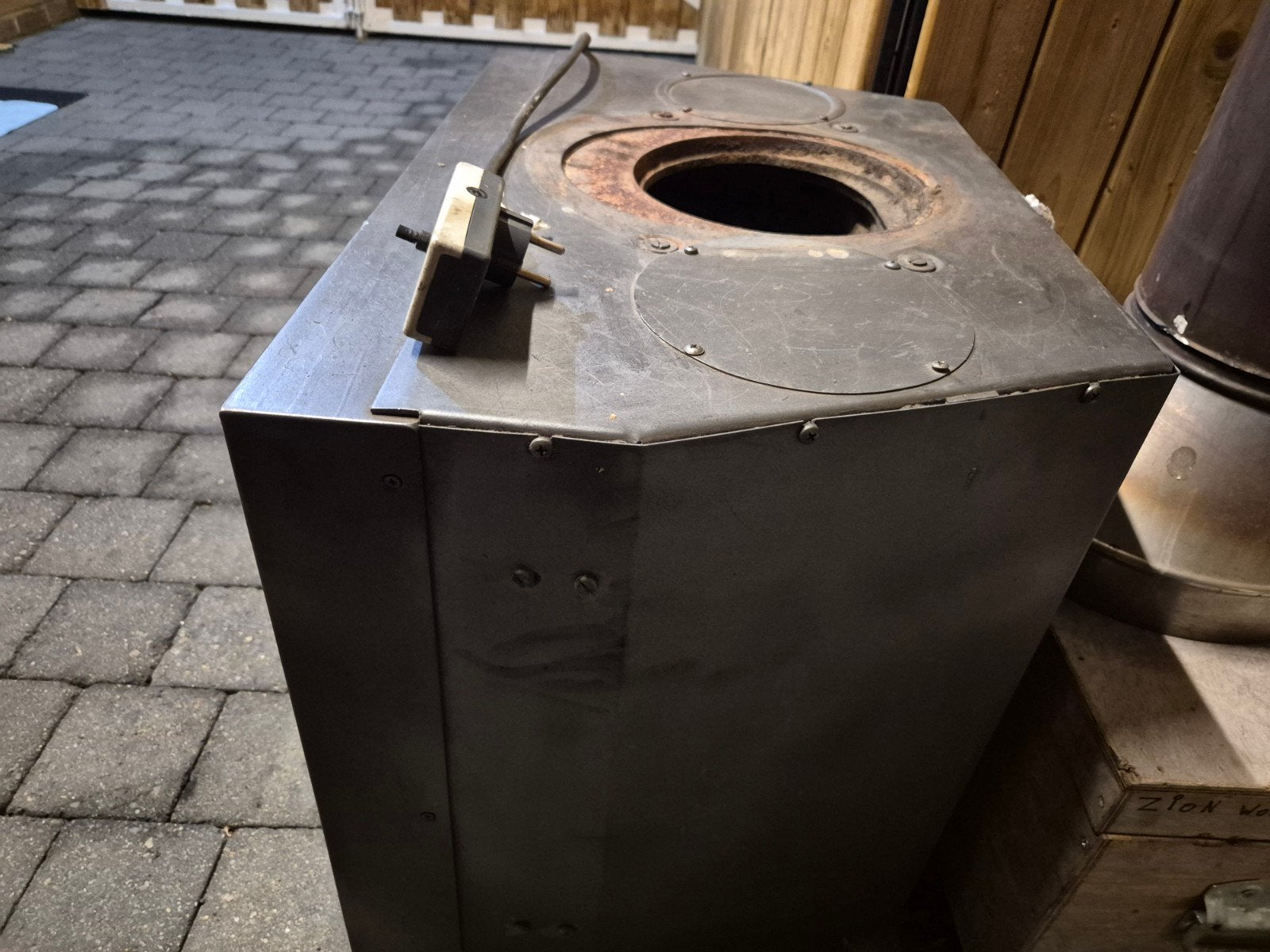 Flam hout openhaard ., Tuin en Terras, Ophalen, Gebruikt