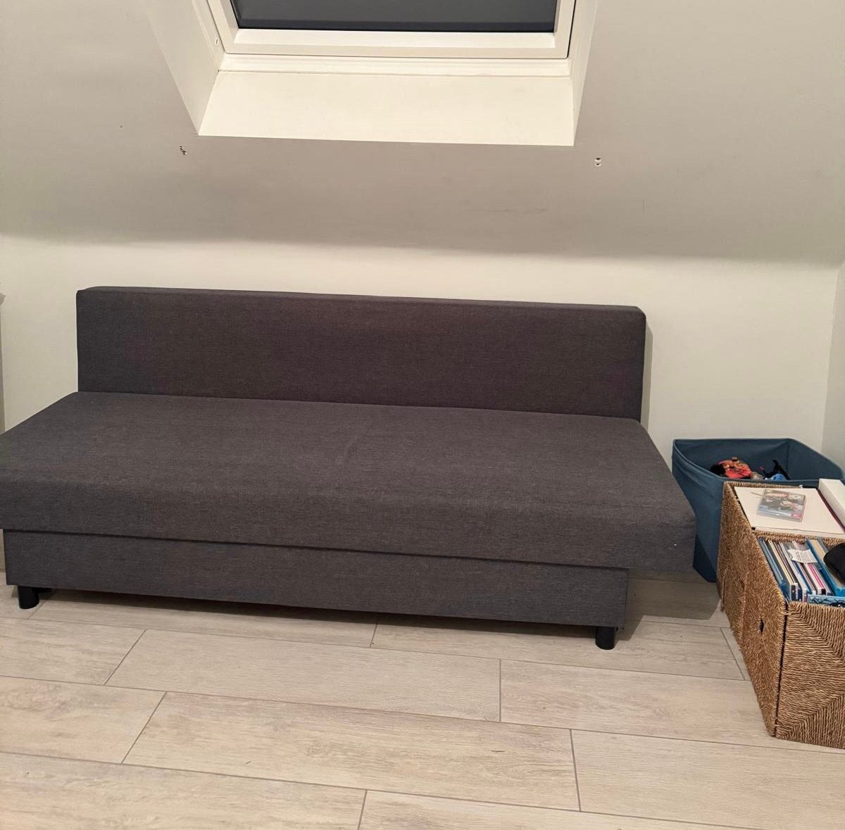 Canapé lit Ikea, 90 cm, Gris, Enlèvement, Utilisé
