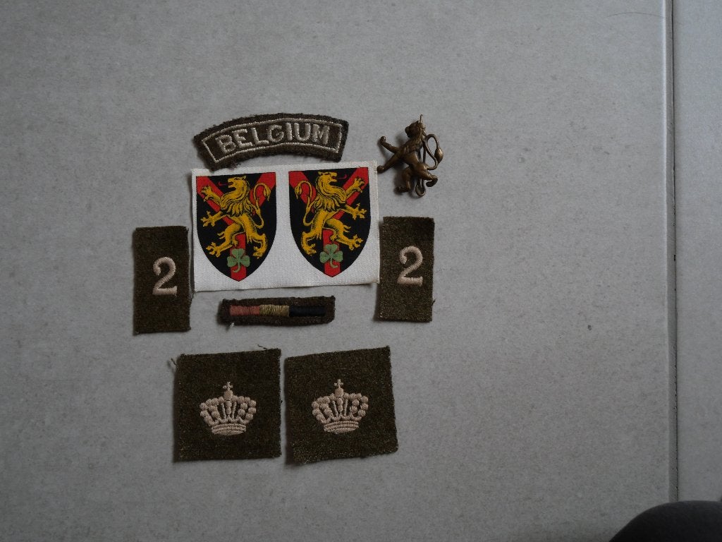 ensemble 44/45 de la  2 ème Brigade Yser, Collections, Enlèvement ou Envoi, Armée de terre, Emblème ou Badge