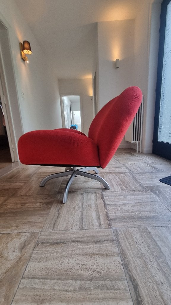 rode vlinder fauteuil (360 graden draaibaar), Ophalen, Minder dan 75 cm, Zo goed als nieuw, Metaal