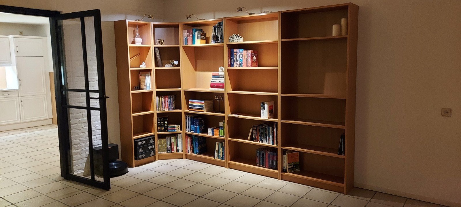 IKEA BILLY Boekenkastset (5 kasten) + 3 lampjes, Ophalen, Gebruikt, 200 cm of meer, 200 cm of meer