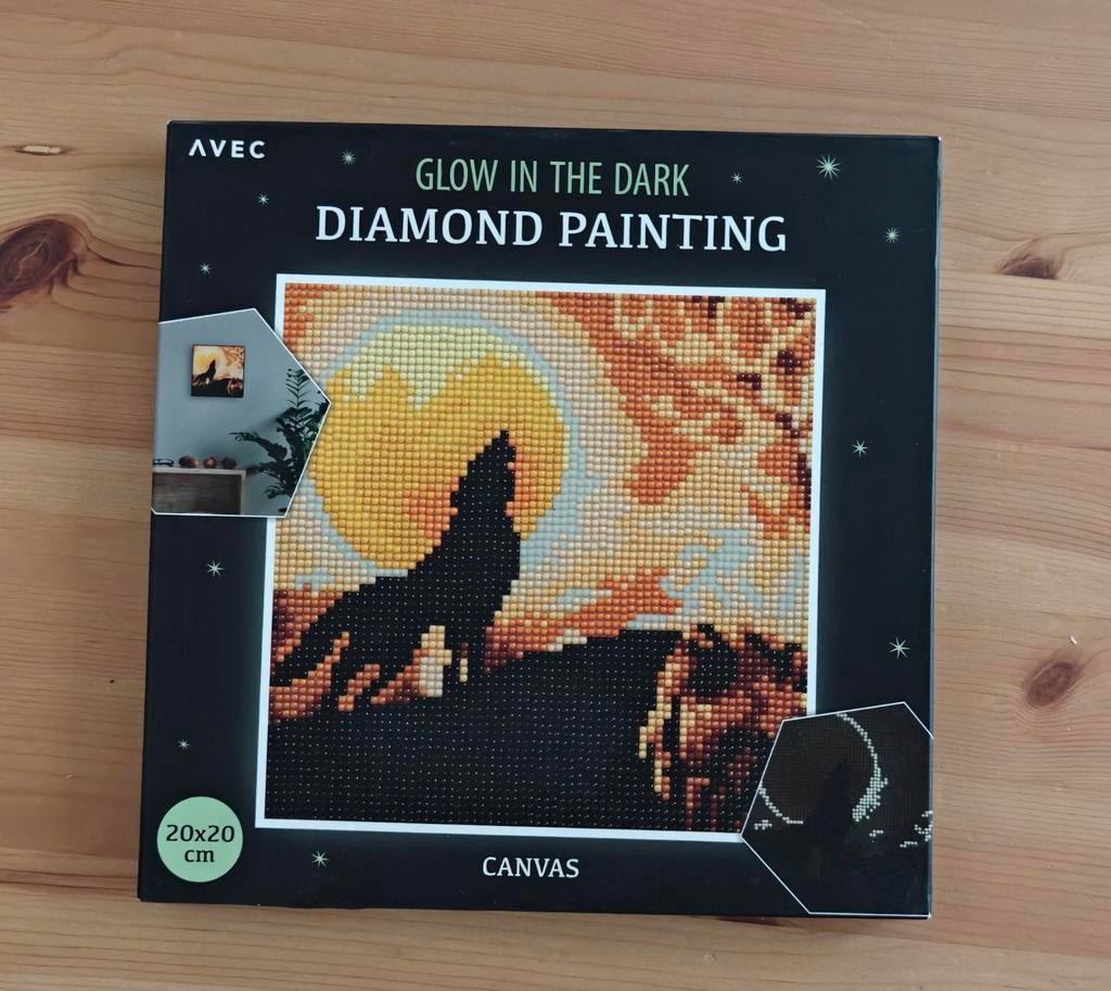 Glow in the Dark Diamond Painting kit wolf en natuur, Ophalen of Verzenden, Nieuw, Knutselwerk
