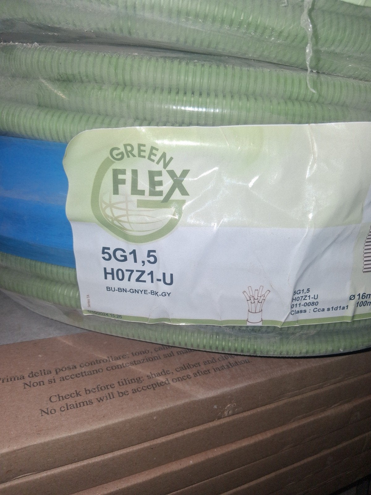 Green flex flexibele buis VOB draad 5G1.5mm2 - 16mm per rol, Ophalen