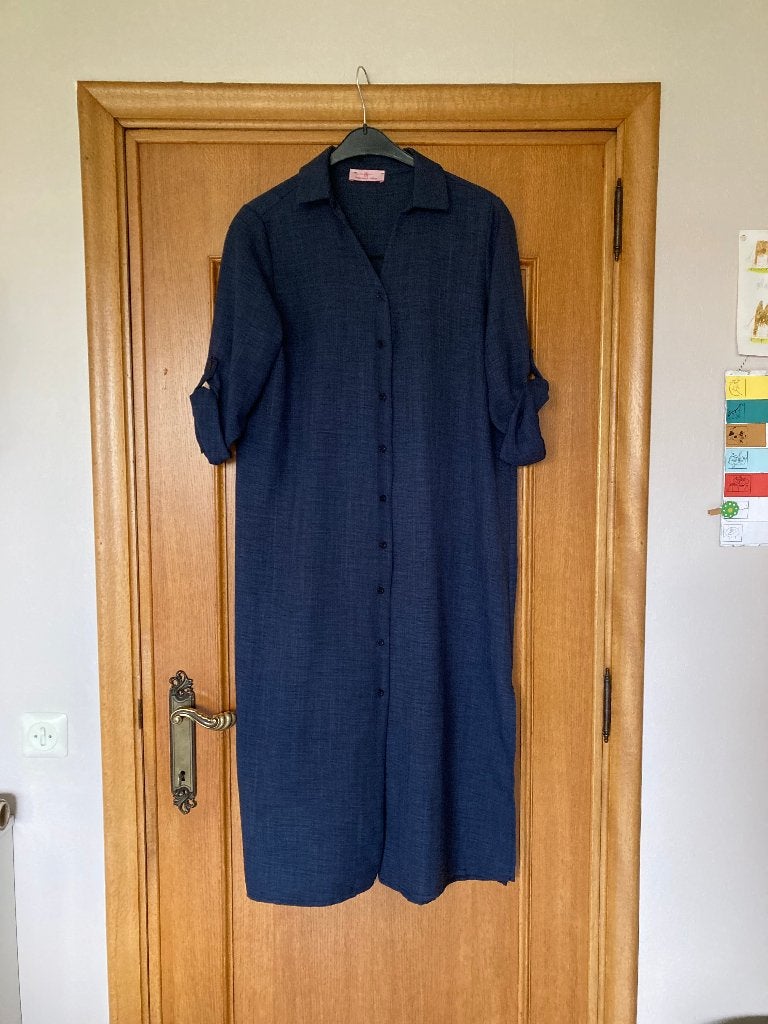 Blauw kleed, merk: Michael John, maat : taille unique, Kleding | Dames, Blauw, Ophalen of Verzenden, Zo goed als nieuw, Knielengte