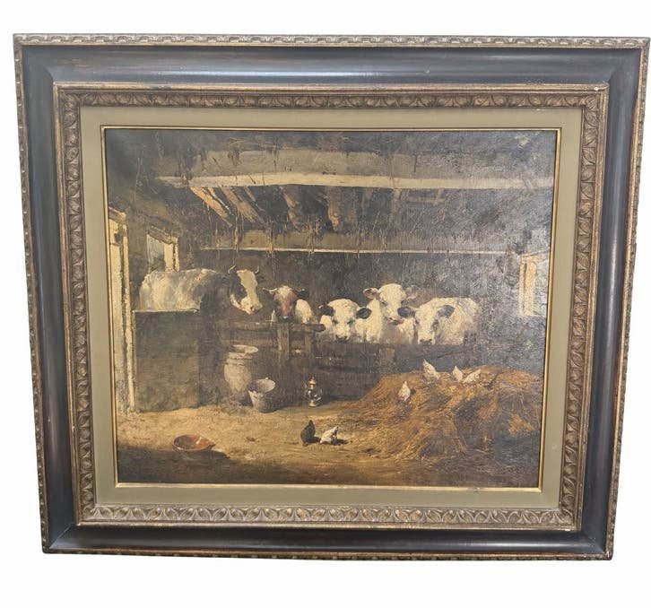 Simon van Gelderen (1905-1986) - Étable à vaches, Enlèvement ou Envoi, Peinture à l'huile, Toile