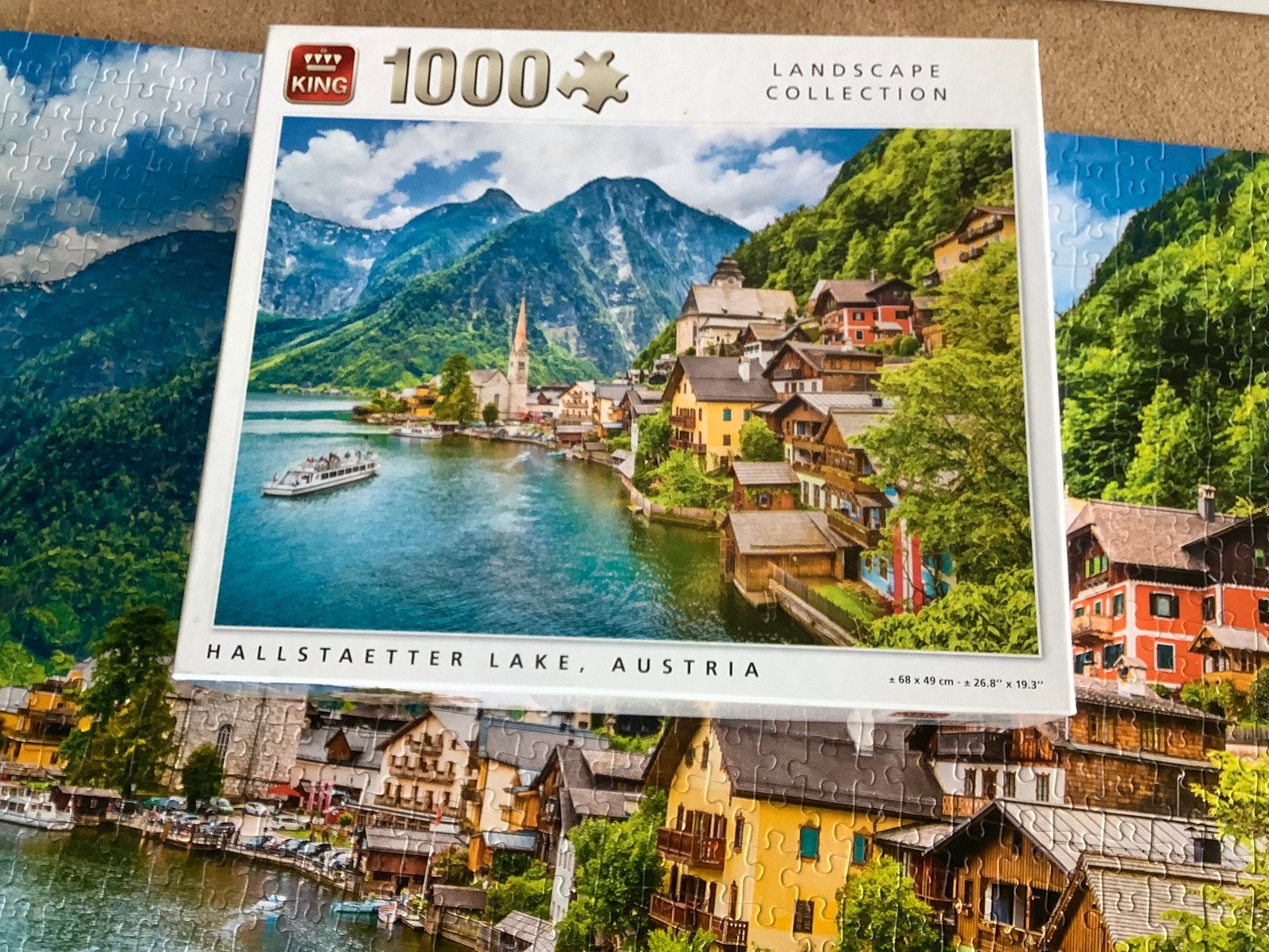 Puzzel King 1000 stuks Hallstaetter lake Austria, Ophalen, 500 t/m 1500 stukjes, Zo goed als nieuw, Schaken