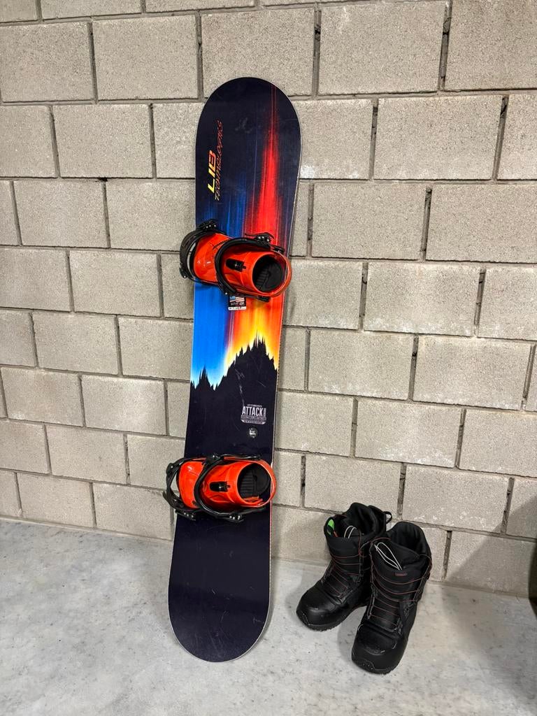 Snowboard Libtech Attack Banana + Burton Imperial boots (44), Sport en Fitness, Snowboarden, Ophalen, Gebruikt, Board